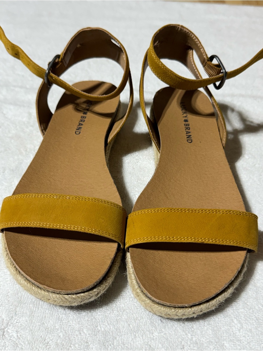 Lucky Brand Mustard Yellow Ankle-Strap Espadrille Sandals